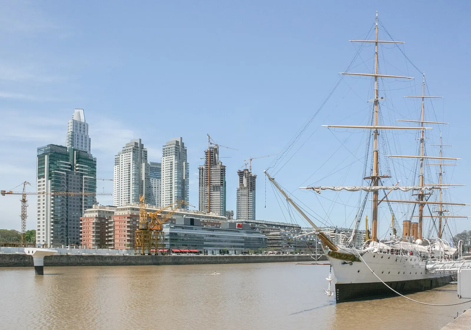 Puerto Madero towers and the frigate Sarmiento, Buenos Aires
