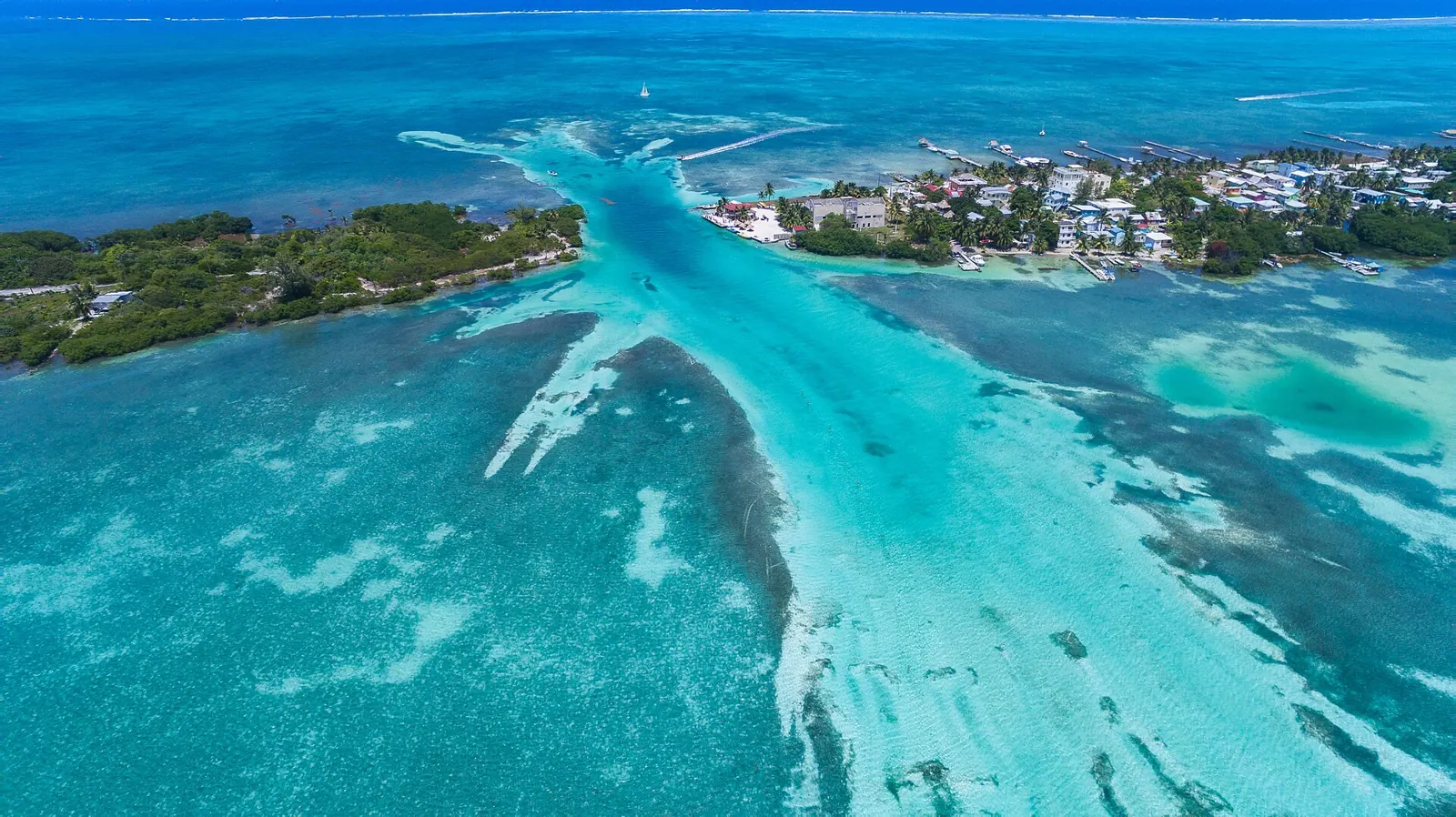 Caye Caulker and the Split from the air