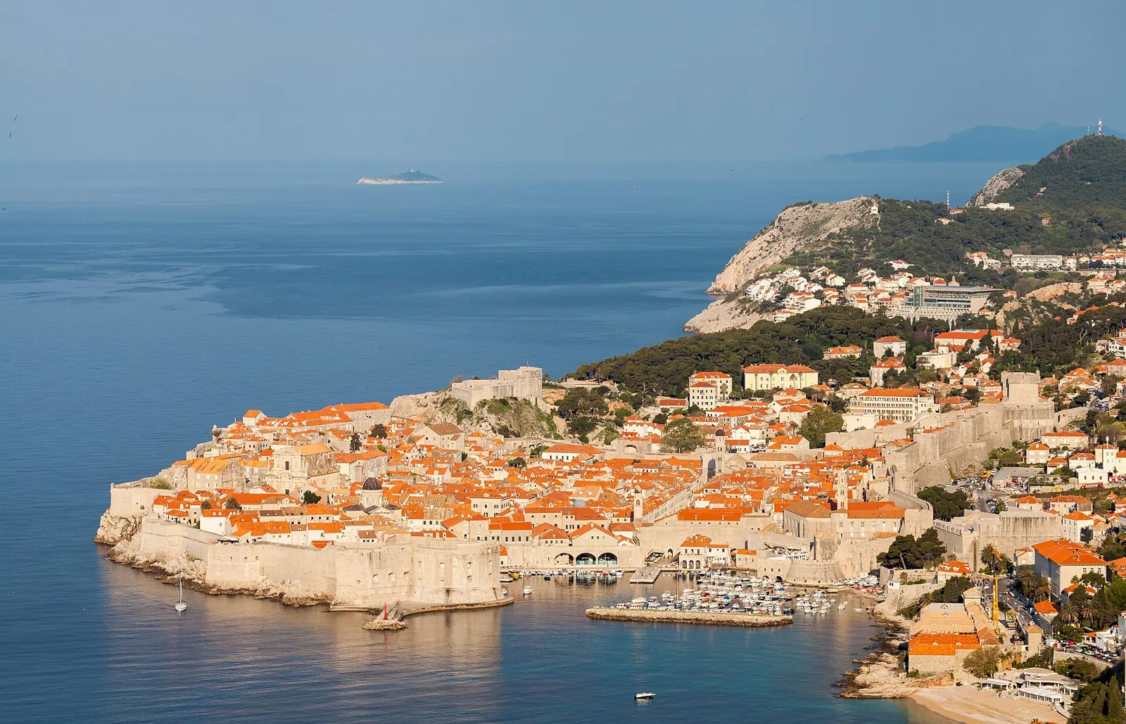 The walled old town of Dubrovnik on the Adriatic