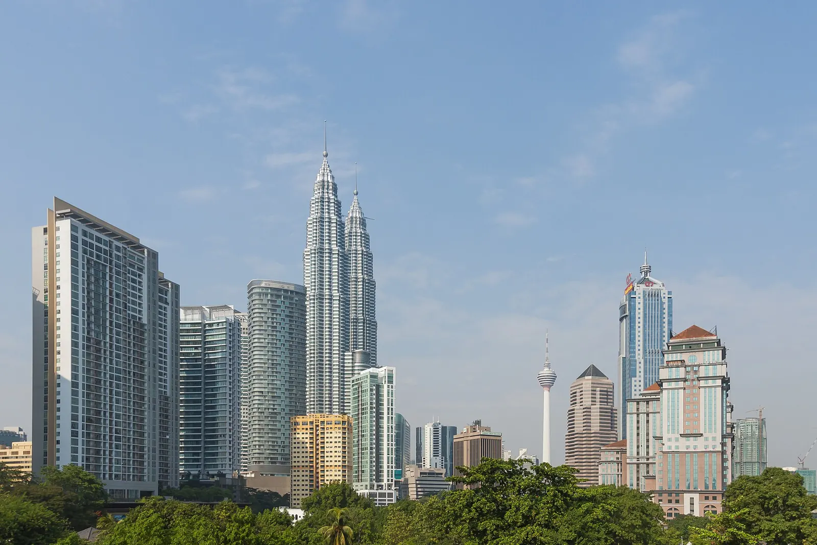 The Kuala Lumpur skyline with the Petronas Towers and KL Tower